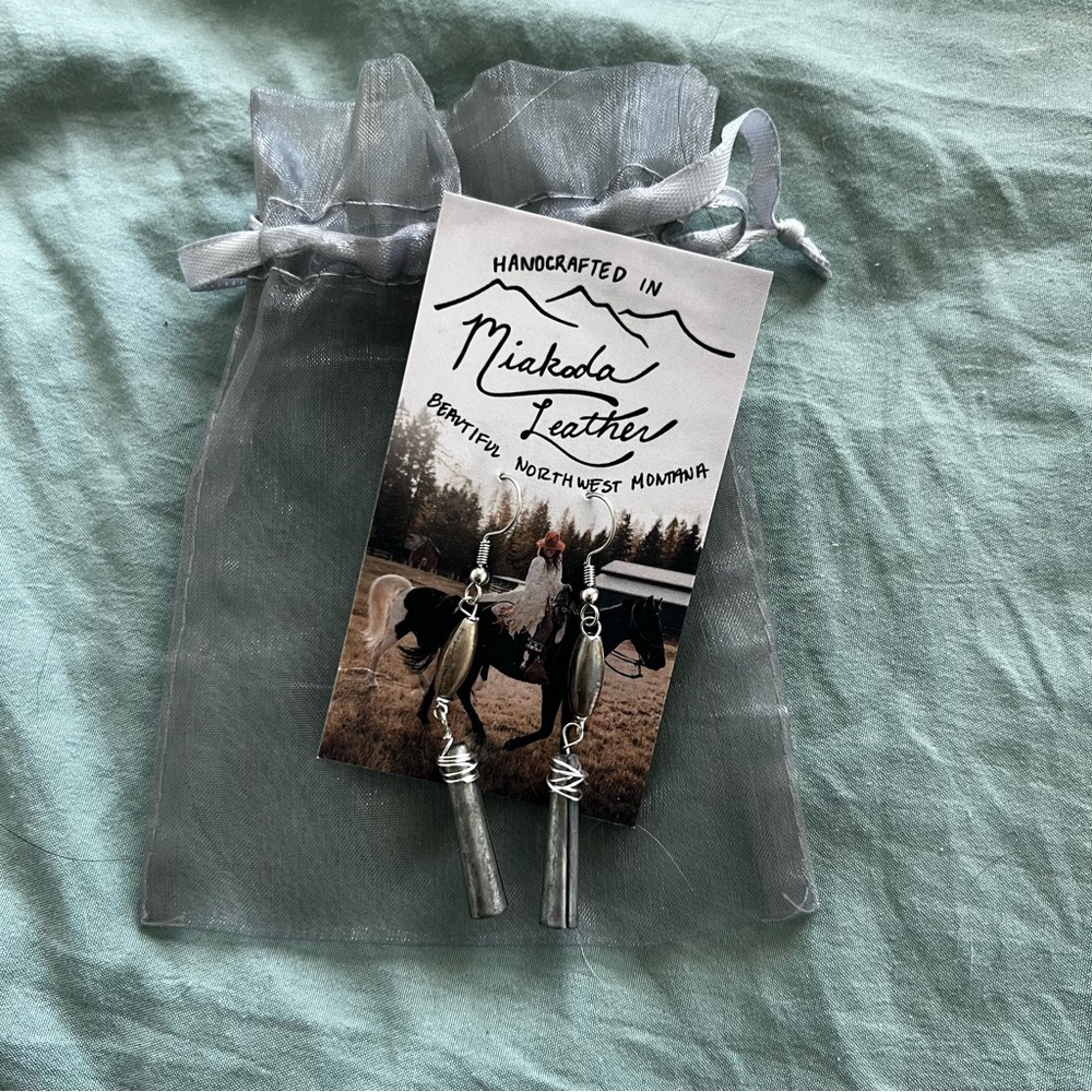 Miakoda Leather Silver Earrings